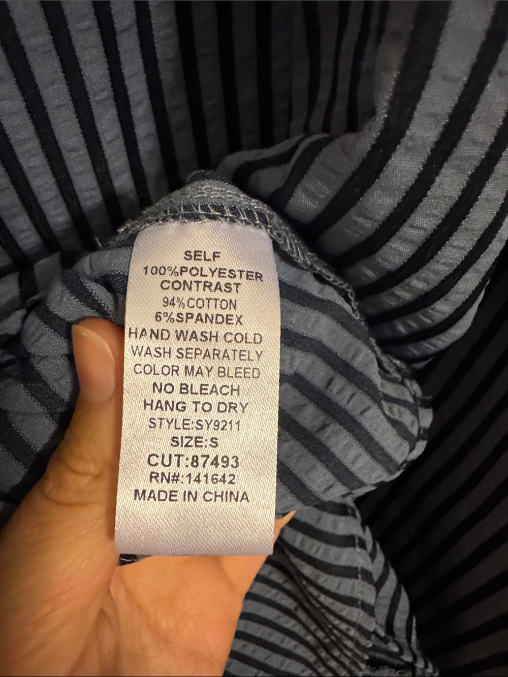 Blue Striped Half-Zip Shirt with Brown Trim - Picture 10 of 10